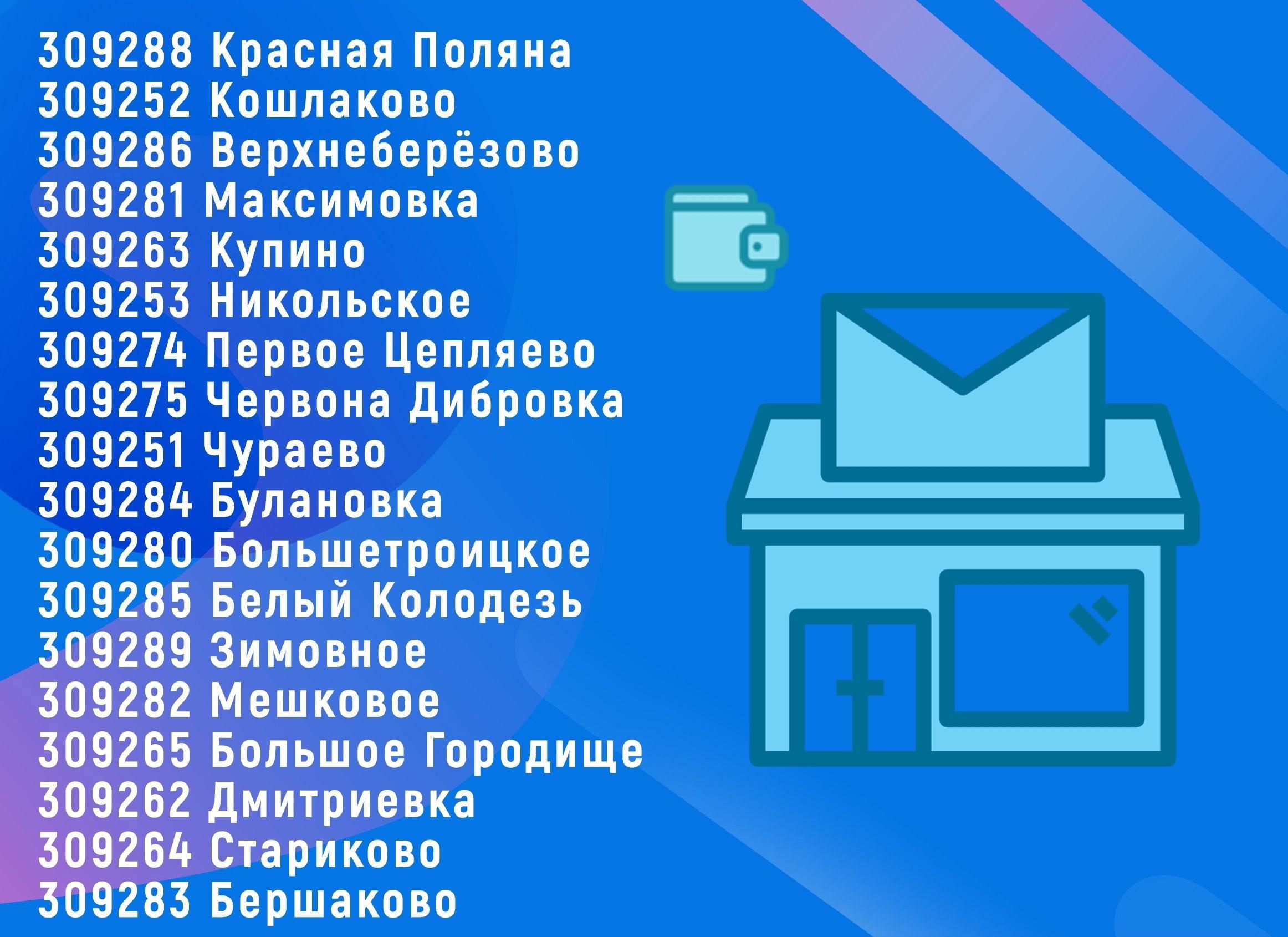 С сегодняшнего дня возобновляется работа почтовых отделений в следующих населённых пунктах.